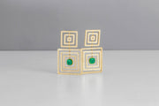 Todd Reed Earrings with emeralds (4.53ctw) and white brilliant cut diamonds (6.6ctw) in 18k yellow gold.